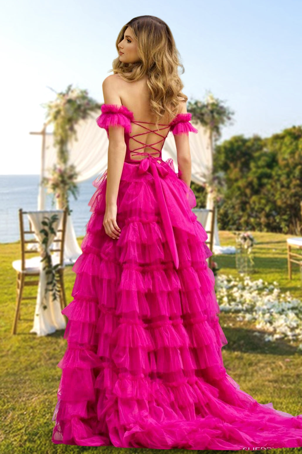 A-Line/Princess Off-the-Shoulder Long Prom Evening Party Dresses with Split Side/Ruffles BabaMila