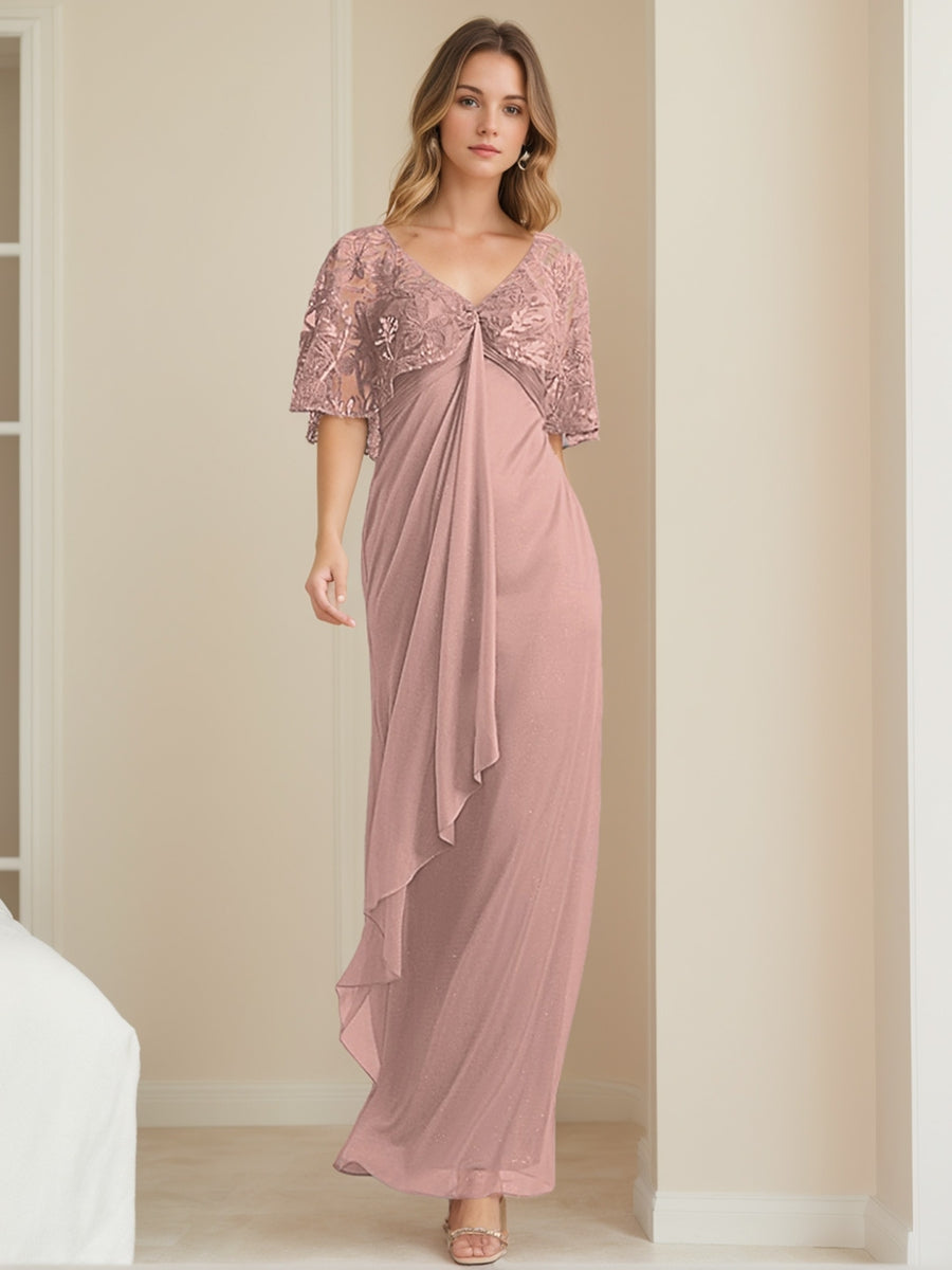 A-Line/Princess V-Neck Ankle-Length Elegant Mother Of The Bride Dresses With Appliques BabaMila