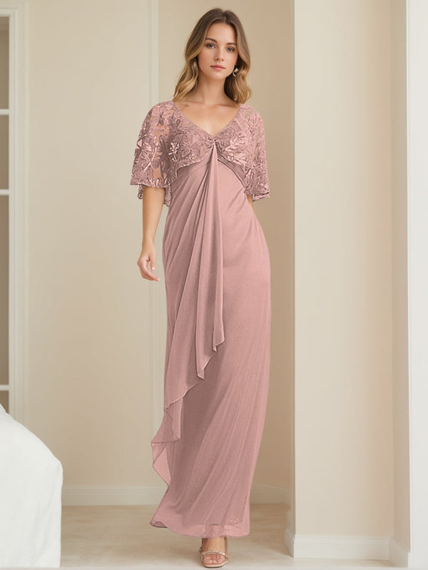 A-Line/Princess V-Neck Ankle-Length Elegant Mother Of The Bride Dresses With Appliques BabaMila