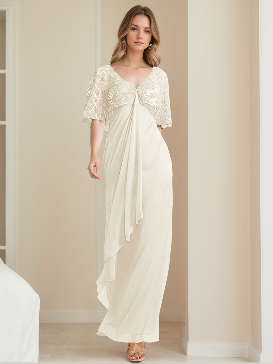 A-Line/Princess V-Neck Ankle-Length Elegant Mother Of The Bride Dresses With Appliques BabaMila