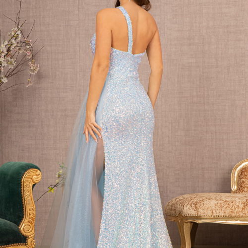 Sheath/Column One-Shoulder Sleeveless Floor-Length Long Prom Dresses with Split Side/Sequins BabaMila
