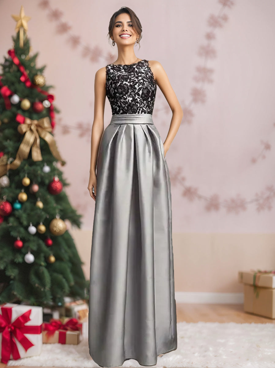 A-Line/Princess Scoop Sleeveless Pleated Mother Of The Bride Dresses With Appliques Lace BabaMila
