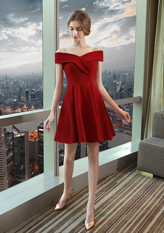 Homecoming Dress Off-the-shoulder Red Short Prom Dress Party Dress Homecoming Dress BabaMila