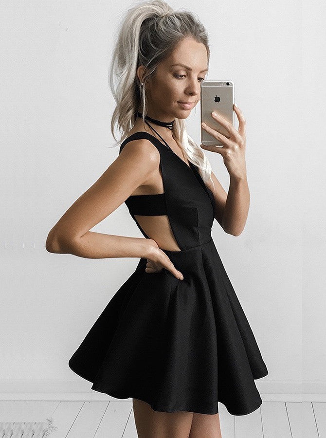 Homecoming Dress V-neck Sleeveless Short Prom Dress Party Dress Homecoming Dress BabaMila