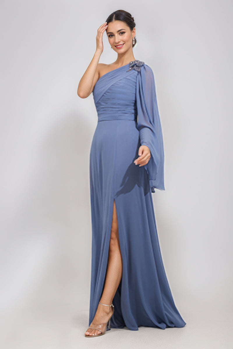 A-Line/Princess One-Shoulder Mother Of The Bride & Groom Dresses With Appliques & Side Slit BabaMila