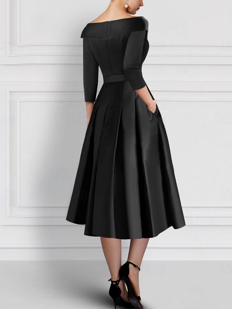 A-Line/Princess V-Neck Tea-Length Elegant Mother Of The Bride Dresses With Appliques BabaMila