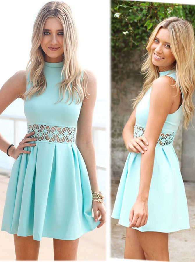 Homecoming Dress Sage High Neck Short Prom Dress Party Dress Homecoming Dress BabaMila