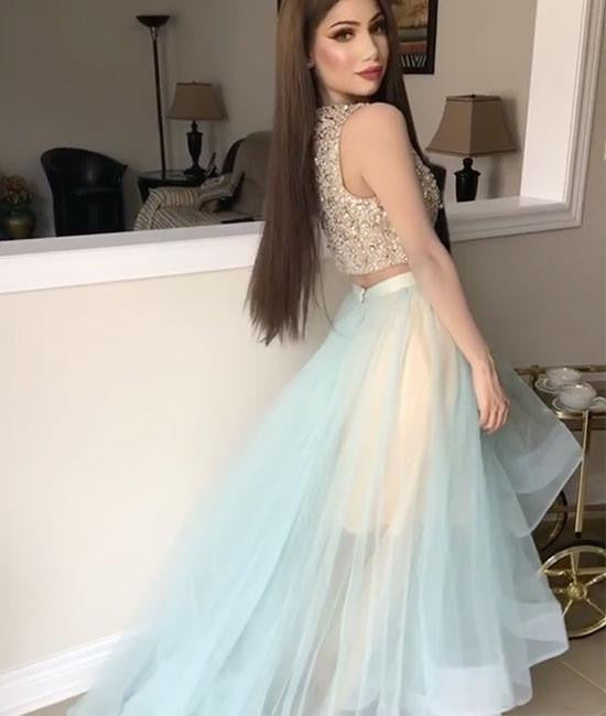 High Low Homecoming Dress Bateau Rhinestone Short Prom Dress Party Dress Homecoming Dress BabaMila