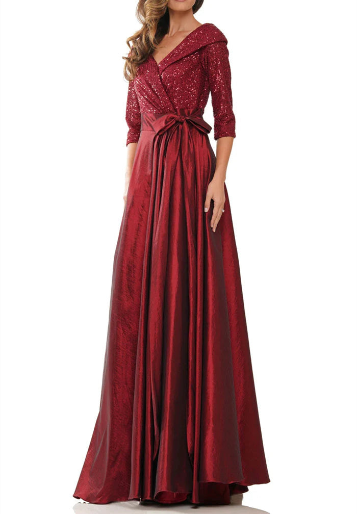 A-Line/Princess V-Neck Floor-Length Mother Of The Bride Dresses BabaMila