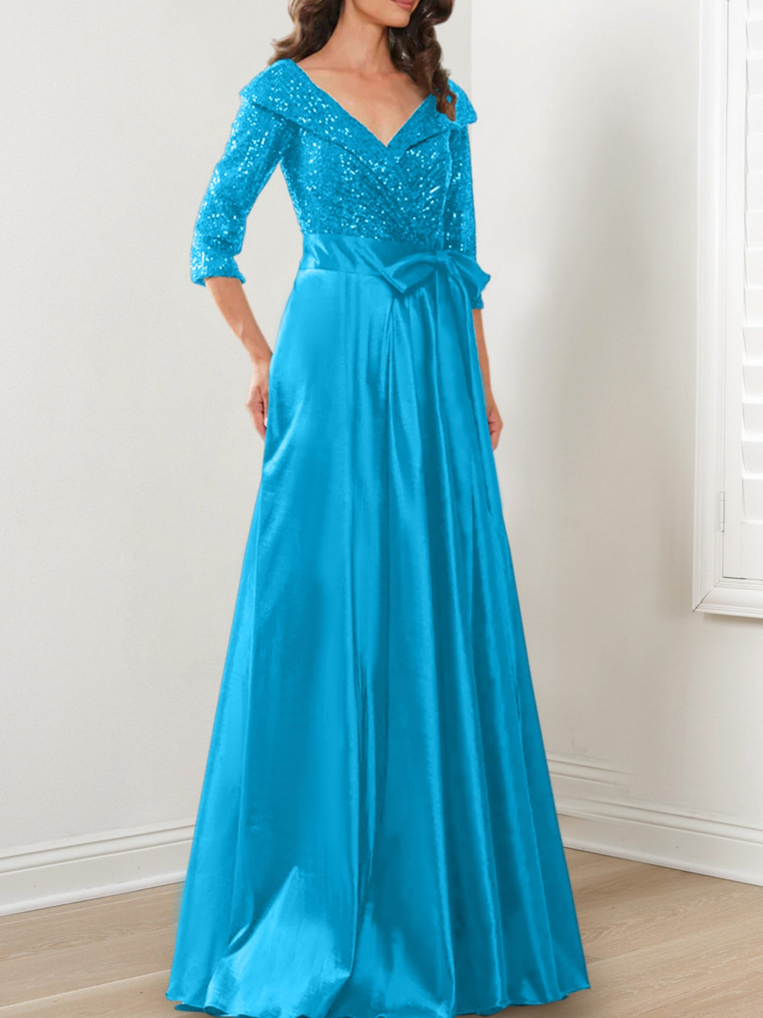 A-Line/Princess V-Neck Floor-Length Mother Of The Bride Dresses BabaMila