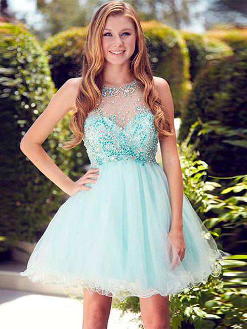 Homecoming Dress Rhinestone Sleeveless Short Prom Dress Party Dress Homecoming Dress BabaMila