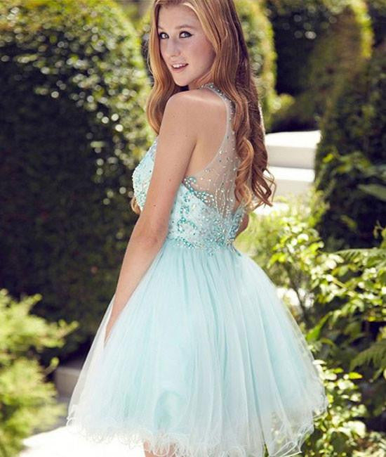 Homecoming Dress Rhinestone Sleeveless Short Prom Dress Party Dress Homecoming Dress BabaMila