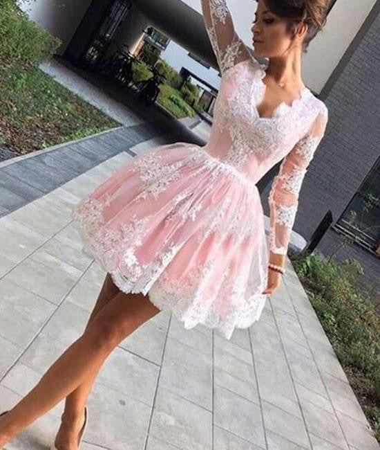 Homecoming Dress Appliques V-neck Short Prom Dress Party Dress Homecoming Dress BabaMila