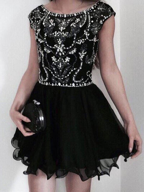 Homecoming Dress Rhinestone Bateau Short Prom Dress Party Dress Homecoming Dress BabaMila
