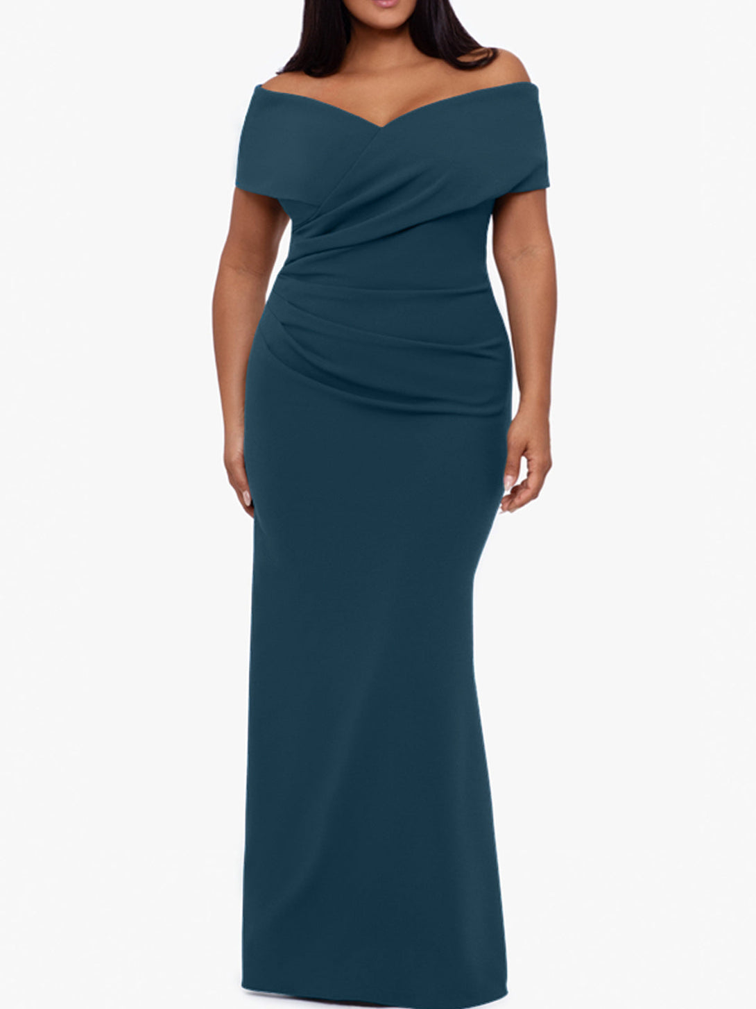Trumpet/Mermaid Off-The-Shoulder Sleeveless Floor-Length Plus Size Mother Of The Bride Dresses BabaMila