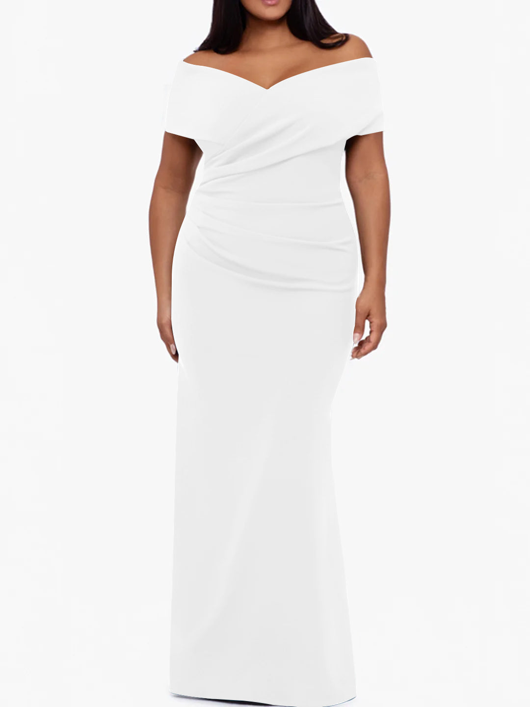 Trumpet/Mermaid Off-The-Shoulder Sleeveless Floor-Length Plus Size Mother Of The Bride Dresses BabaMila