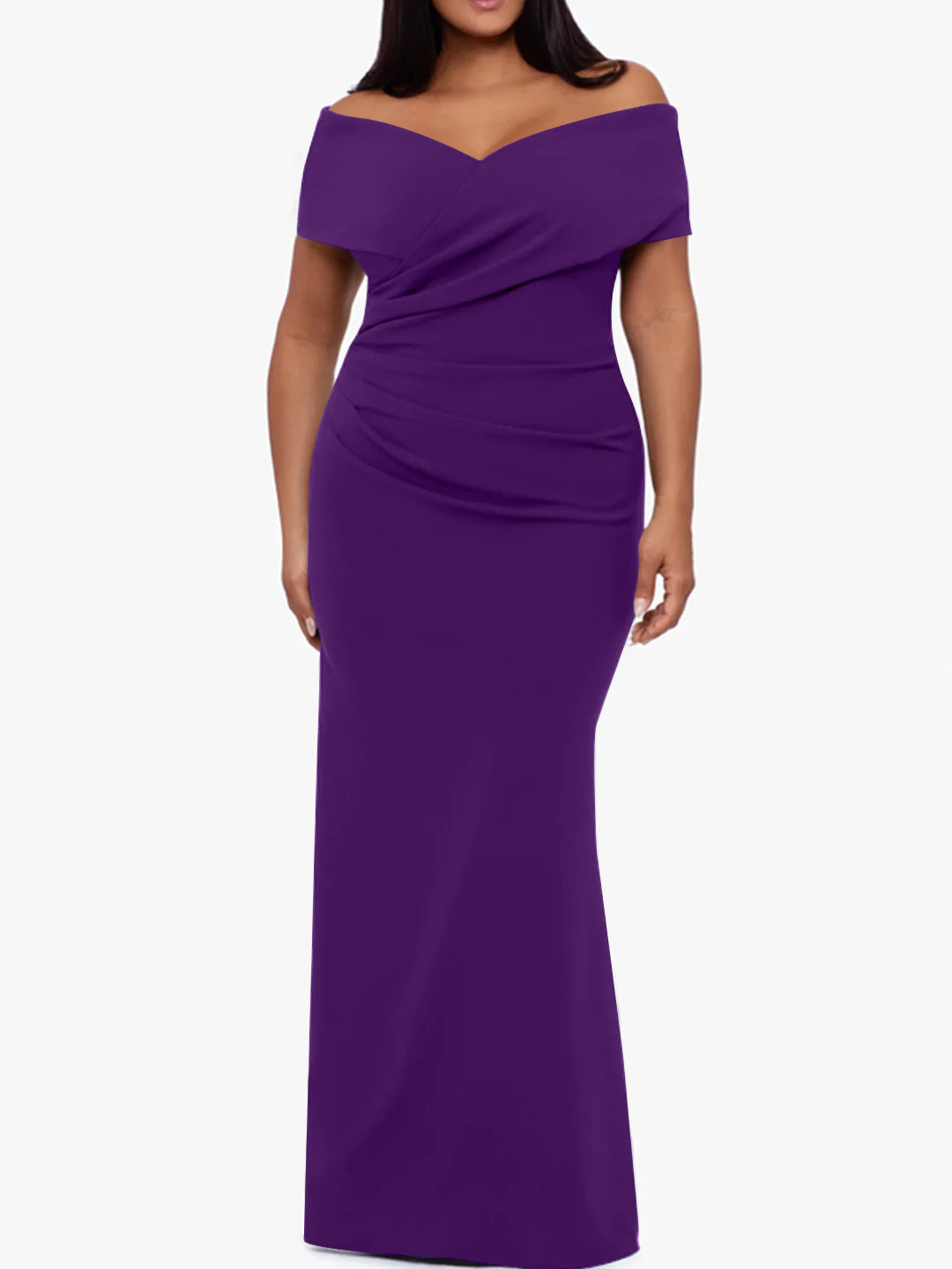 Trumpet/Mermaid Off-The-Shoulder Sleeveless Floor-Length Plus Size Mother Of The Bride Dresses BabaMila