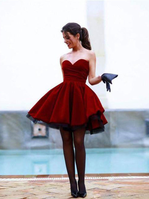 Homecoming Dress Burgundy Sweetheart Short Prom Dress Party Dress Homecoming Dress BabaMila