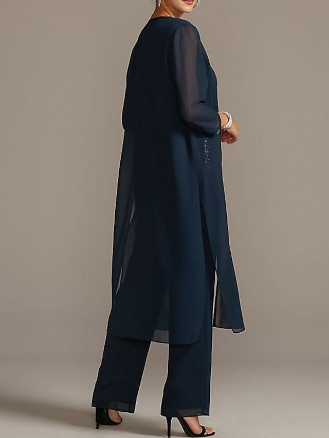 Chiffon Scoop Mother Of The Bride Pantsuits BabaMila