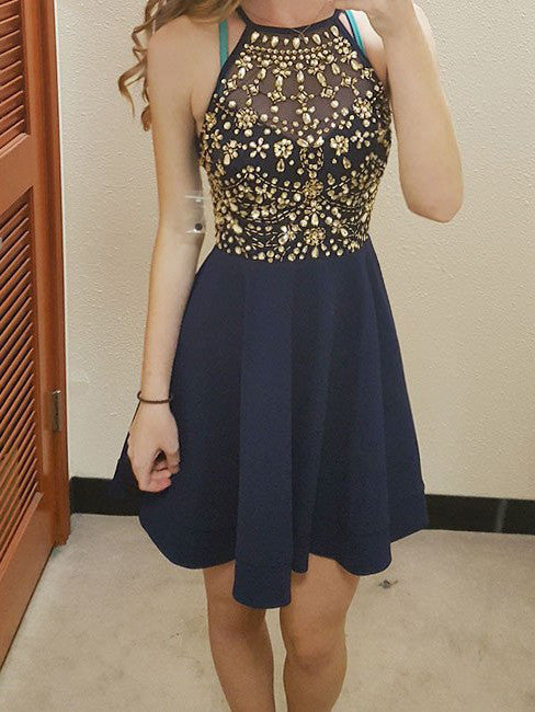 Homecoming Dress A-line Halter Short Prom Dress Party Dress Homecoming Dress BabaMila
