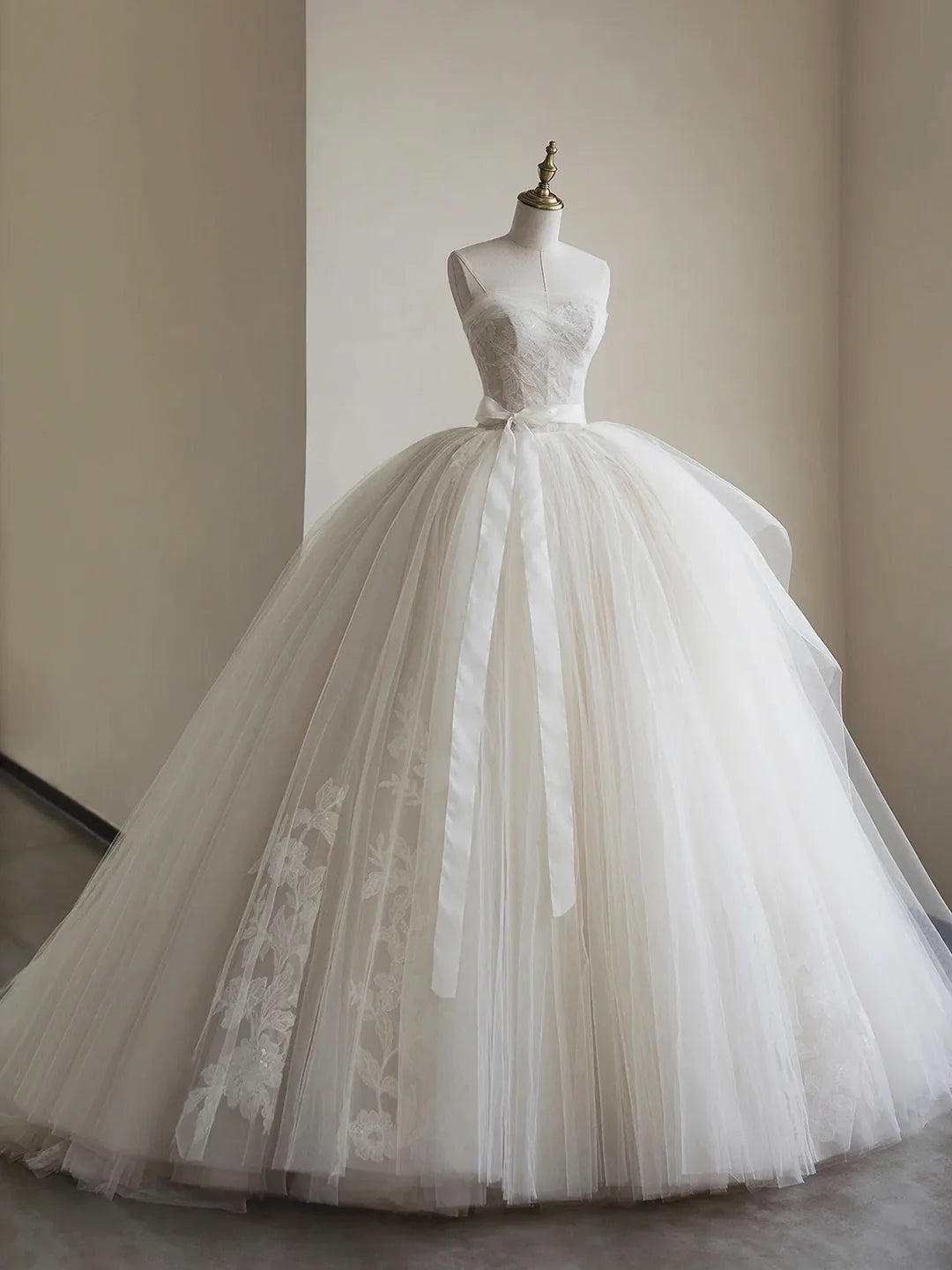 Sweetheart Ball Gown Tulle Long Wedding Dress, Sweet 16 Dress BabaMila