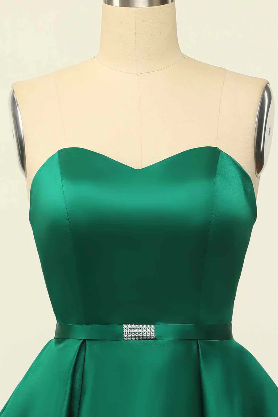 A-line Strapless Satin Mini Homecoming Dress With Beaded BabaMila