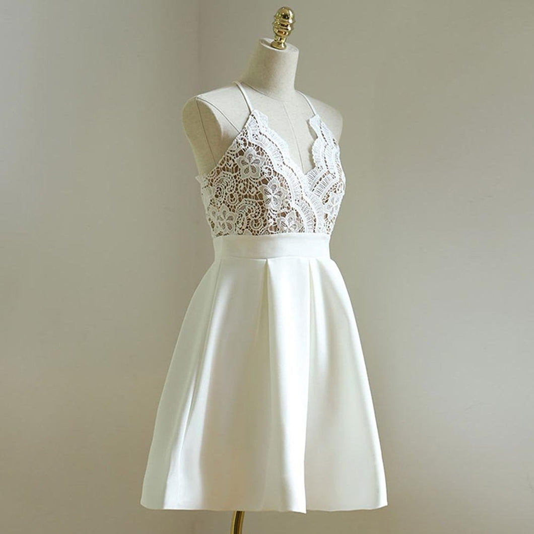 Homecoming Dress Spaghetti Straps Lace Short Prom Dress Party Dress Homecoming Dress BabaMila