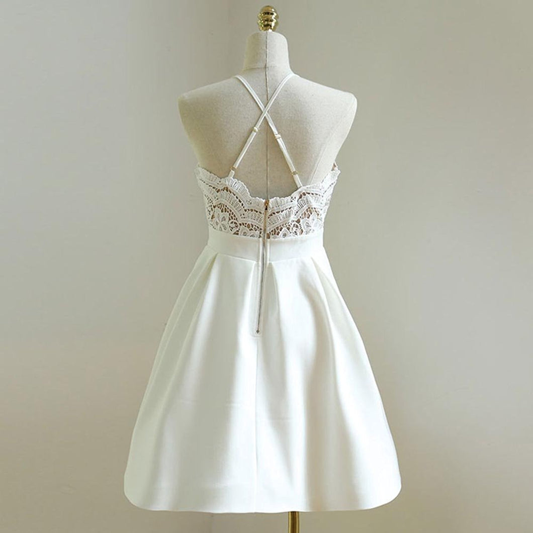 Homecoming Dress Spaghetti Straps Lace Short Prom Dress Party Dress Homecoming Dress BabaMila