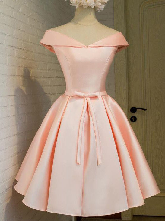 Homecoming Dress Lace-up Pink Bowknot Short Prom Dress Party Dress Homecoming Dress BabaMila