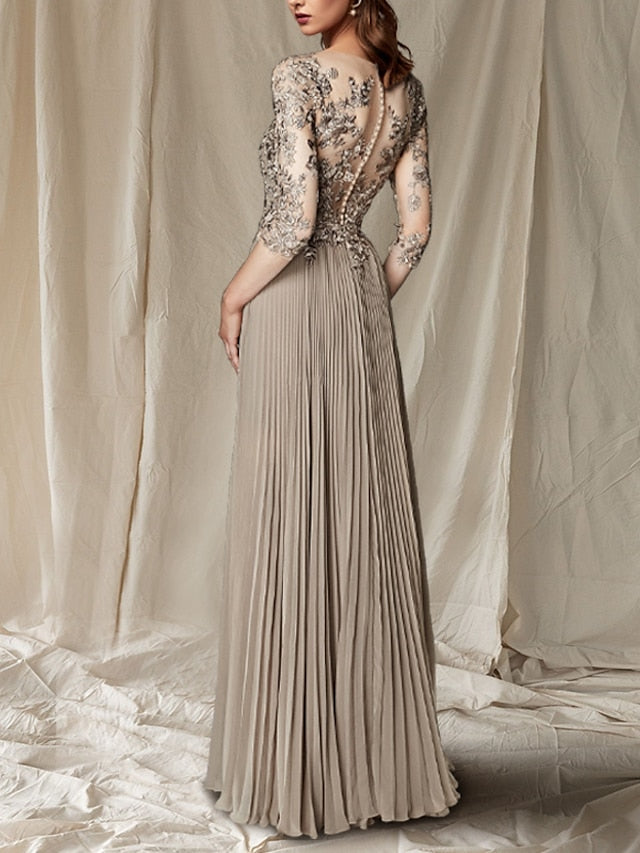 A-Line/Princess V-Neck Floor-Length Mother Of The Bride Dresses BabaMila