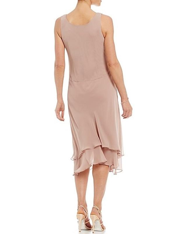 A-Line/Princess Round Neck Sleeveless Tea-Length Mother Of The Bride Pantsuits With Jacket BabaMila