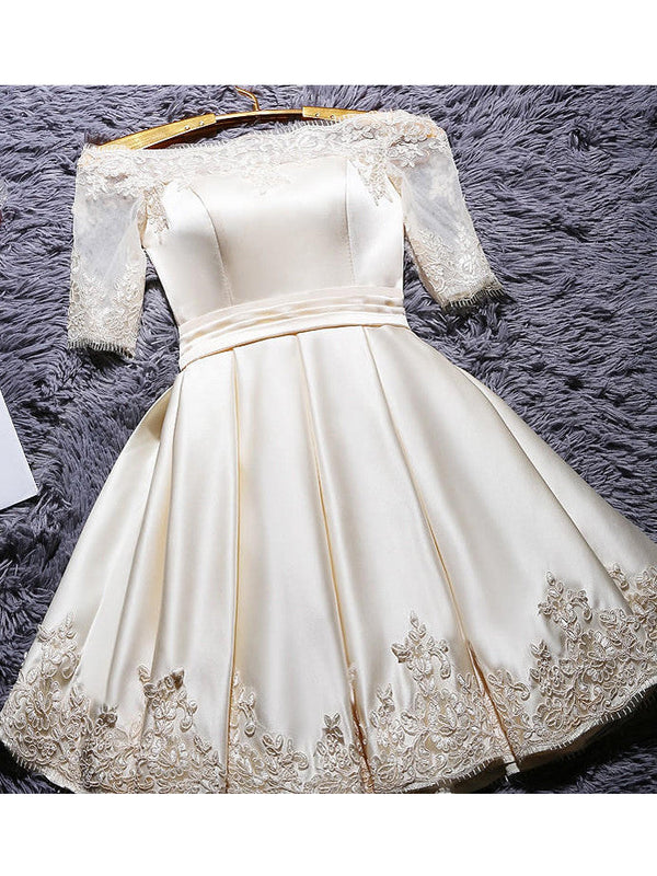 Homecoming Dress Off-the-shoulder Satin Short Prom Dress Party Dress Homecoming Dress BabaMila