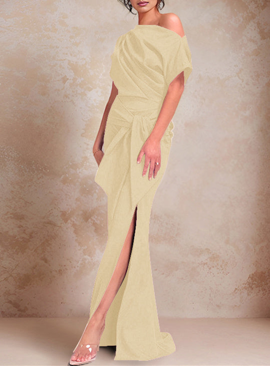 A-Line/Princess One-Shoulder Sleeveless Floor-Length Mother Of The Bride Dresses With Split Side BabaMila