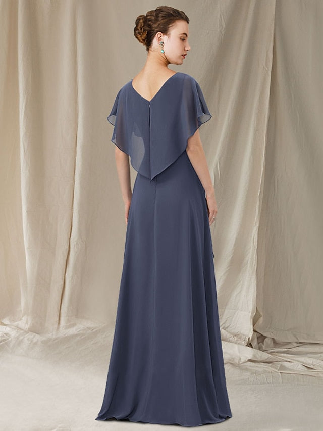 A-Line/Princess V-Neck Asymmetrical Mother Of The Bride Dresses BabaMila
