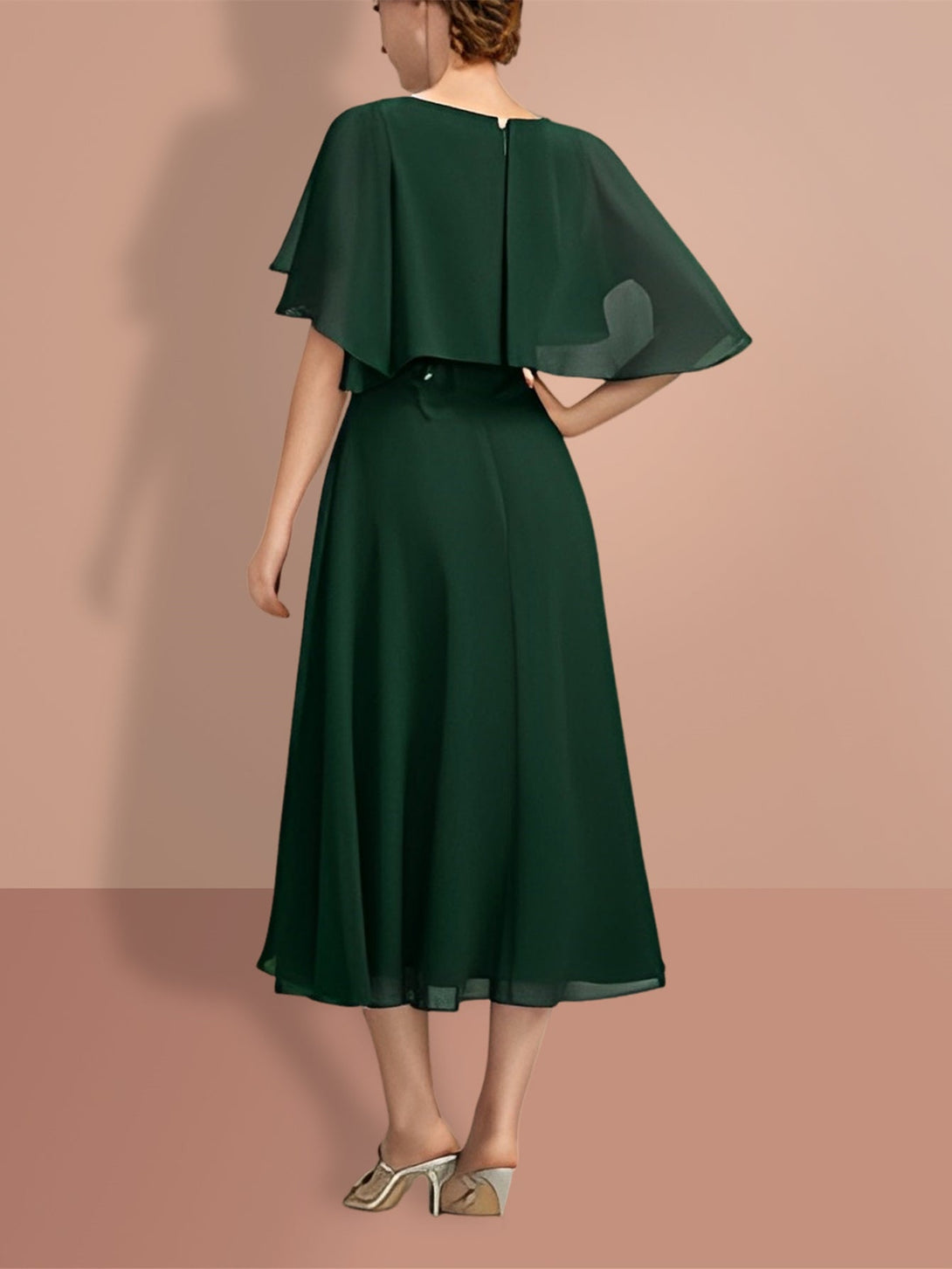 A-Line/Princess Short Sleeves Jewel Neck Mother Of The Bride Dresses BabaMila