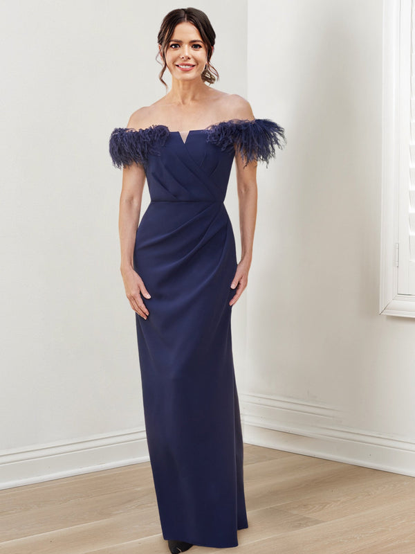 Sheath/Column Off-The-Shoulder Floor-Length Mother Of The Bride Dresses BabaMila