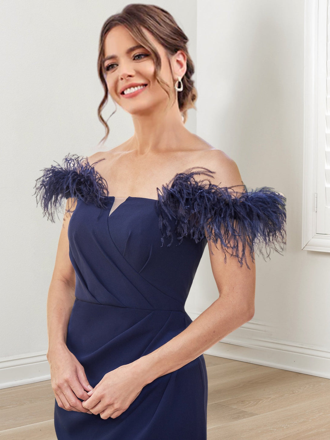 Sheath/Column Off-The-Shoulder Floor-Length Mother Of The Bride Dresses BabaMila