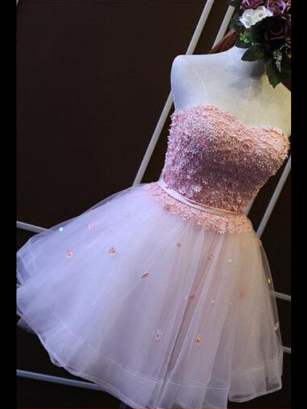 Homecoming Dress Sexy Pink Strapless Short Prom Dress Party Dress Homecoming Dress BabaMila