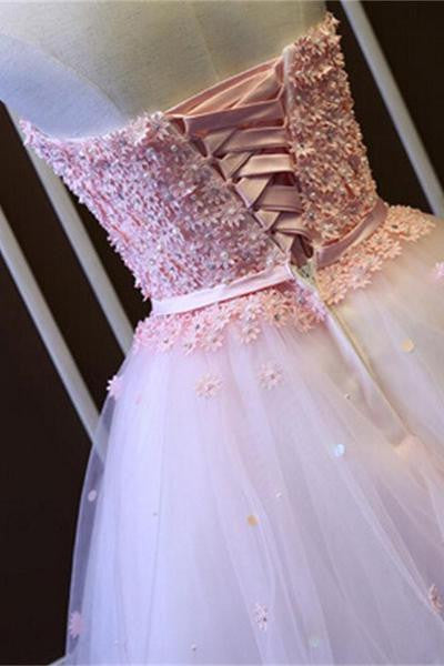 Homecoming Dress Sexy Pink Strapless Short Prom Dress Party Dress Homecoming Dress BabaMila