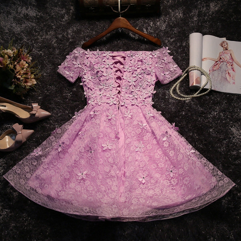 Homecoming Dress Sexy A-line Flower Short Prom Dress Party Dress Homecoming Dress BabaMila
