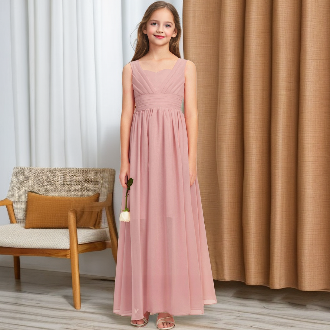 Floor-Length Chiffon Junior Bridesmaid Dress/Girls Dresses Girls Gidiondress