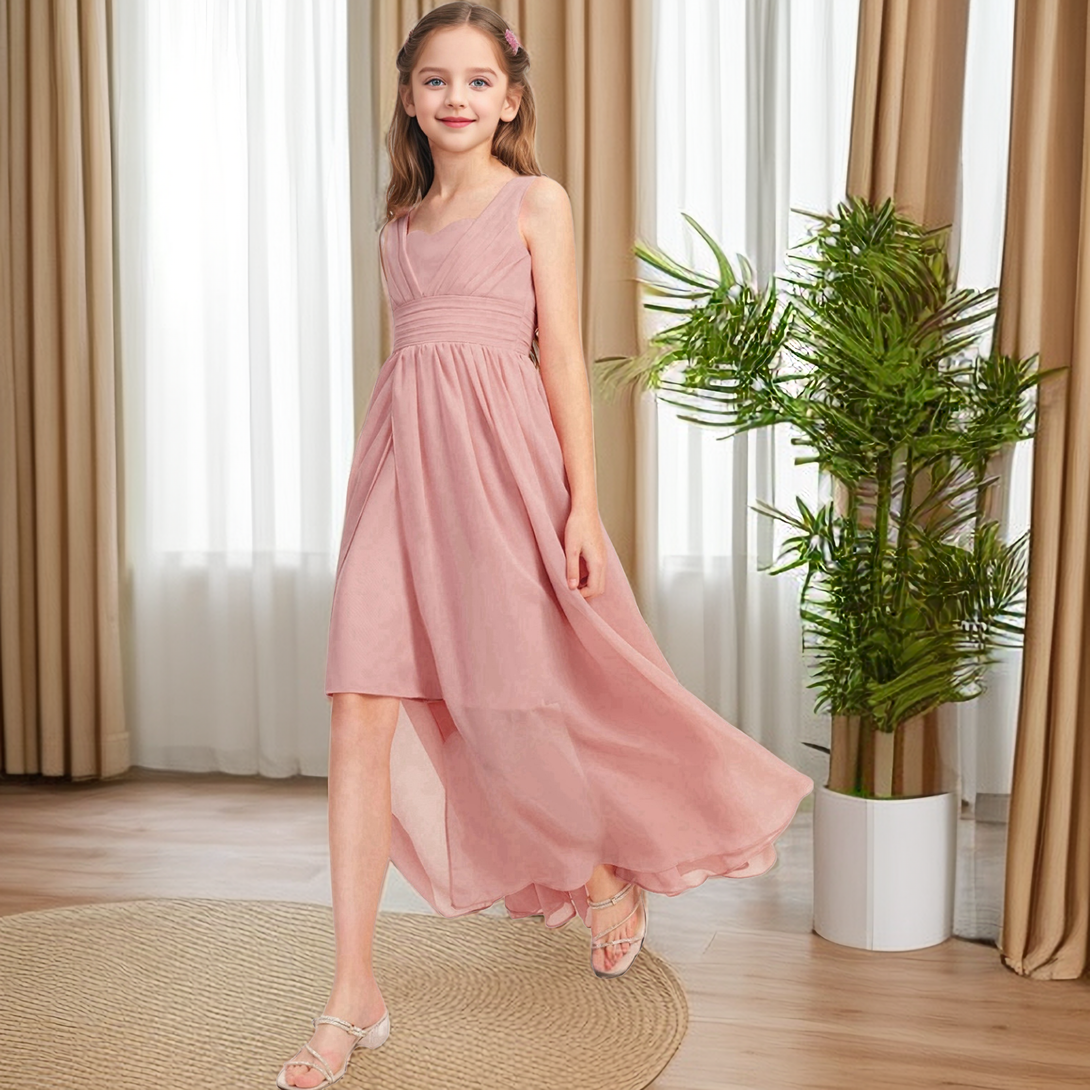 Floor-Length Chiffon Junior Bridesmaid Dress/Girls Dresses Girls Gidiondress