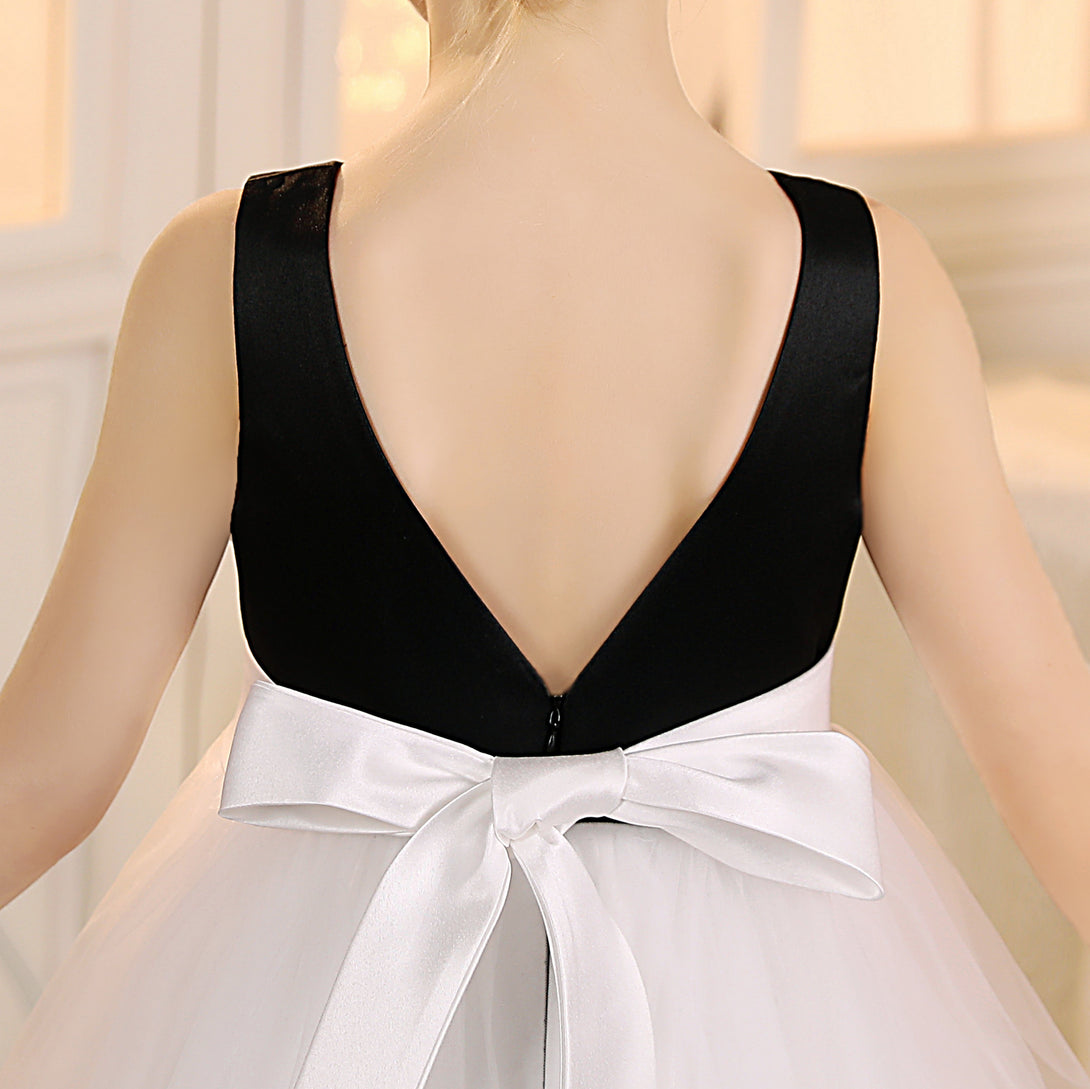 Girls Birthday Dresses Scoop Neck Sleeveless Satin/Tulle Floor-Length Flower Girl Dresses With Belt Gidiondress