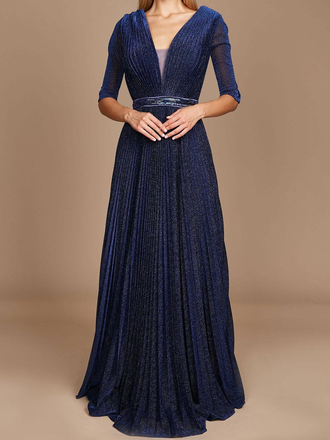 A-Line/Princess V-Neck 3/4 Length Sleeves Floor-Length Mother Of The Bride Dresses BabaMila