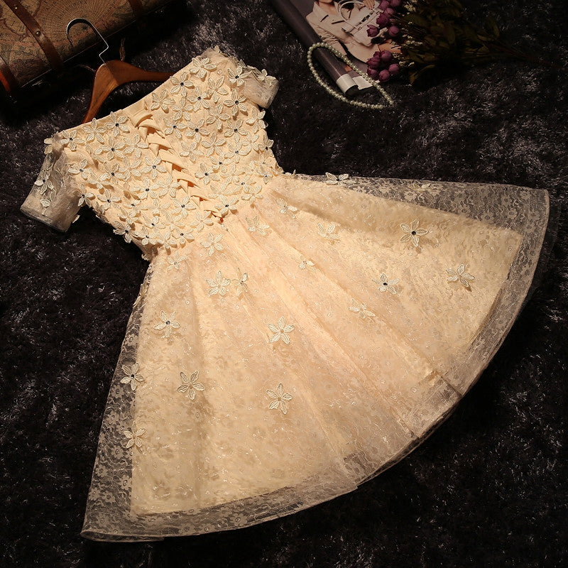 Homecoming Dress Sexy A-line Flower Short Prom Dress Party Dress Homecoming Dress BabaMila