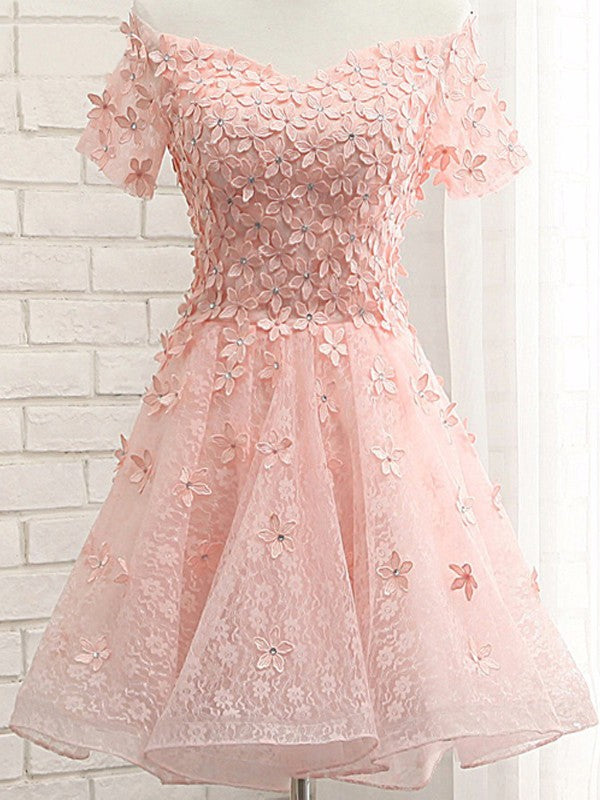 Homecoming Dress Sexy A-line Flower Short Prom Dress Party Dress Homecoming Dress BabaMila