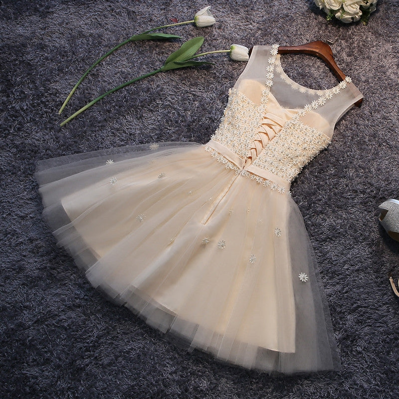 Homecoming Dress Sexy A-line Flower Short Prom Dress Party Dress Homecoming Dress BabaMila