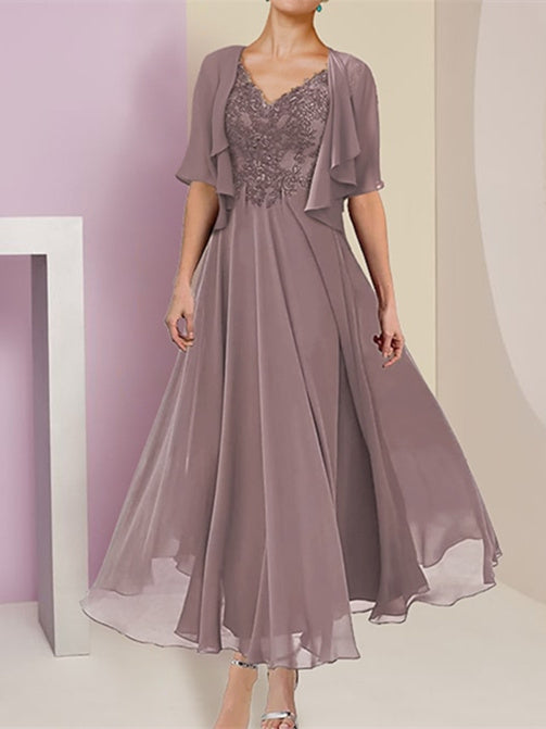 A-Line/Princess Short Sleeves Jacket Dresses Mother Of The Bride Dresses BabaMila