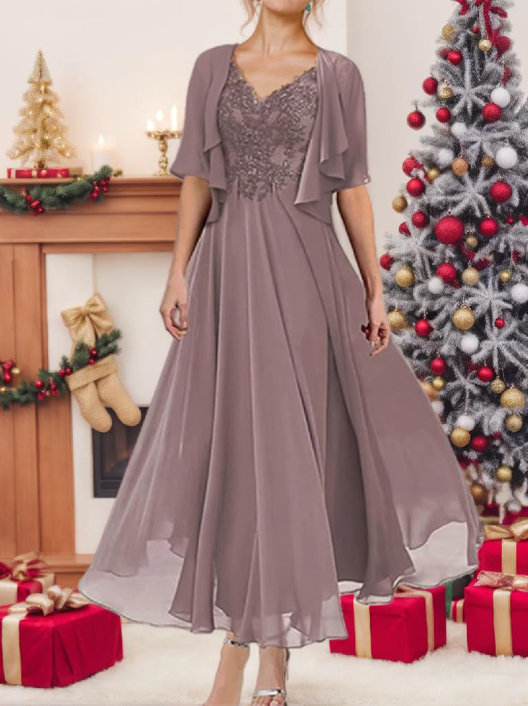 A-Line/Princess Short Sleeves Jacket Dresses Mother Of The Bride Dresses BabaMila