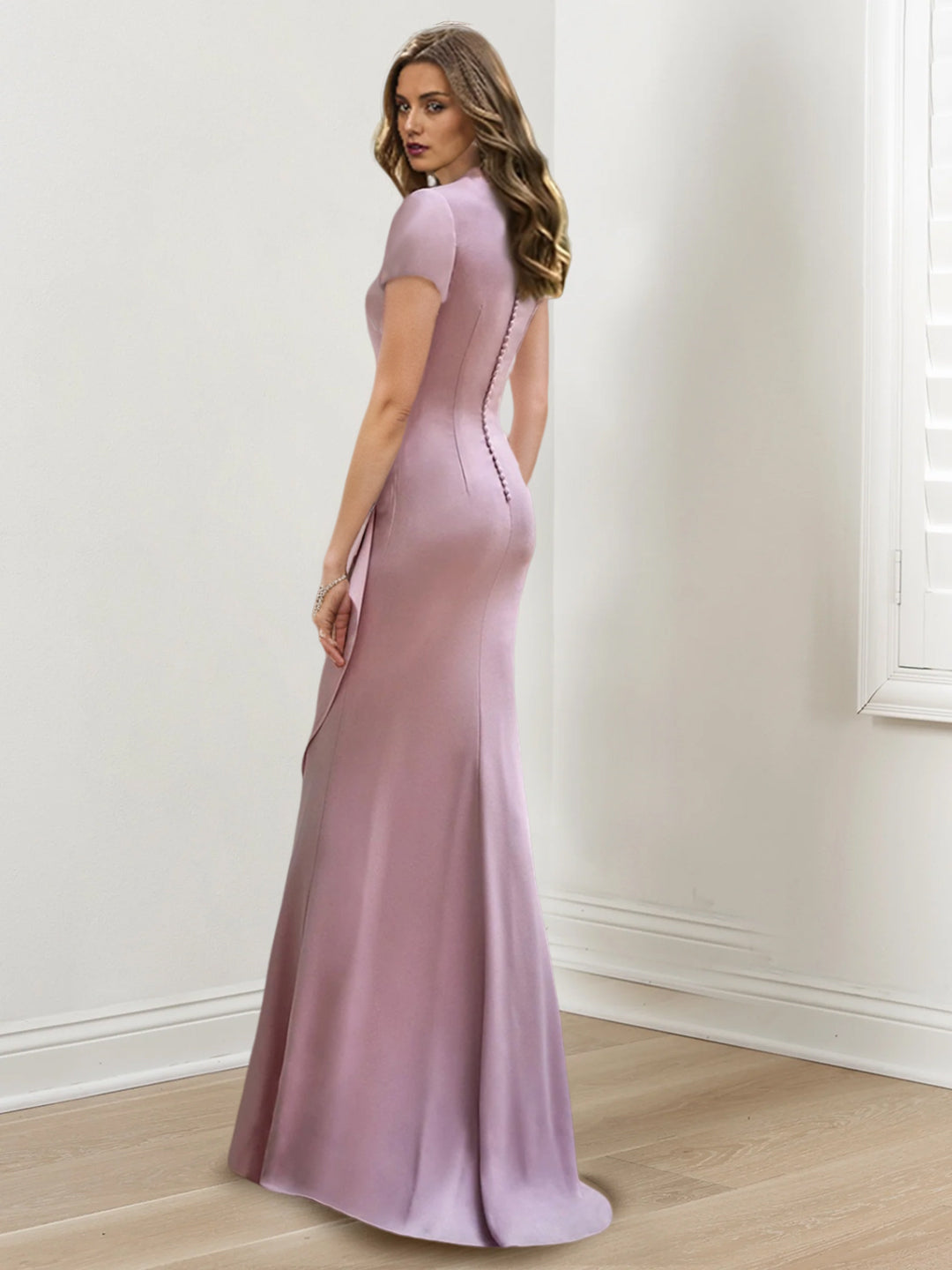 Mermaid/Trumpet Floor-Length V Neck Mother Of The Bride Dresses With Ruffles BabaMila